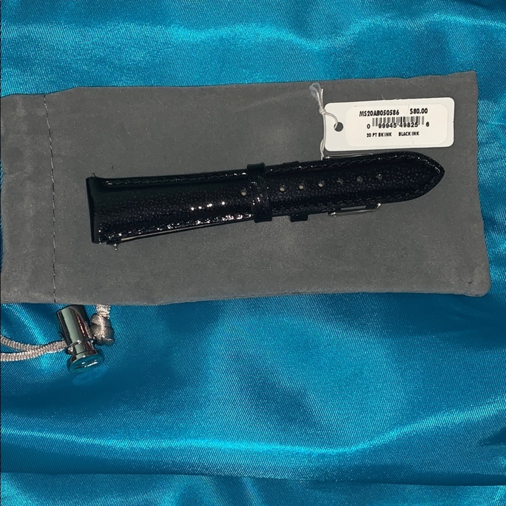 Authentic Michele watch strap black leather